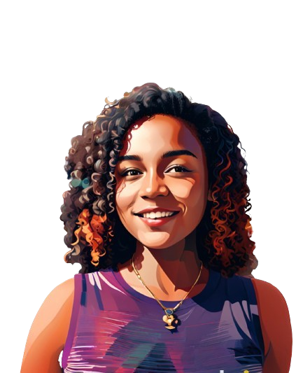 Illustrated portrait of Gabriela Oliveira.
