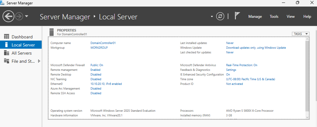 Hybrid Enterprise IT Infrastructure Lab overview